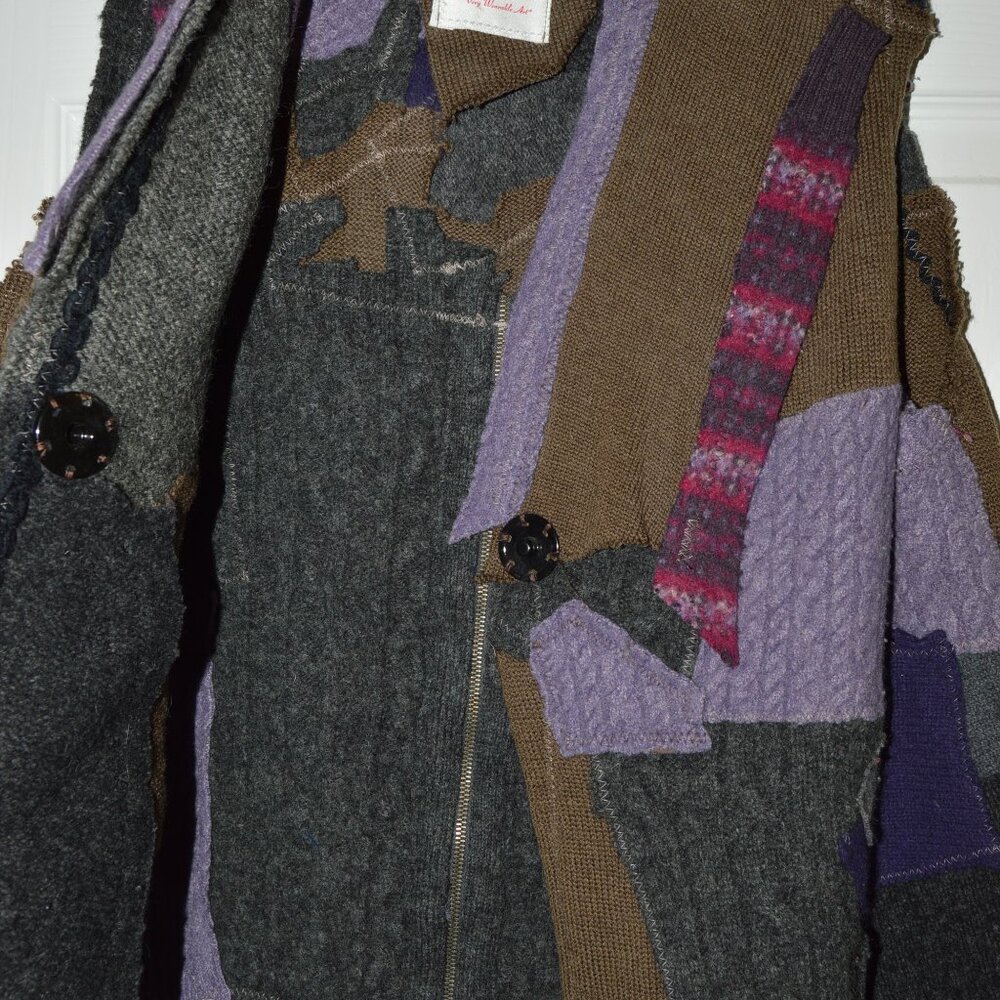 Funky Patchwork Sweater Vest Medium - image 2